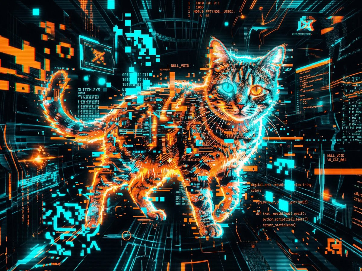 Cyber Cat Prompt Comparison — example 1