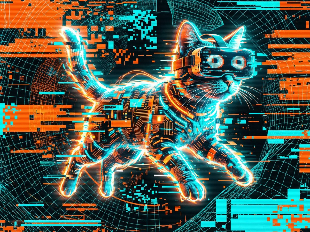 Cyber Cat Prompt Comparison — example 2