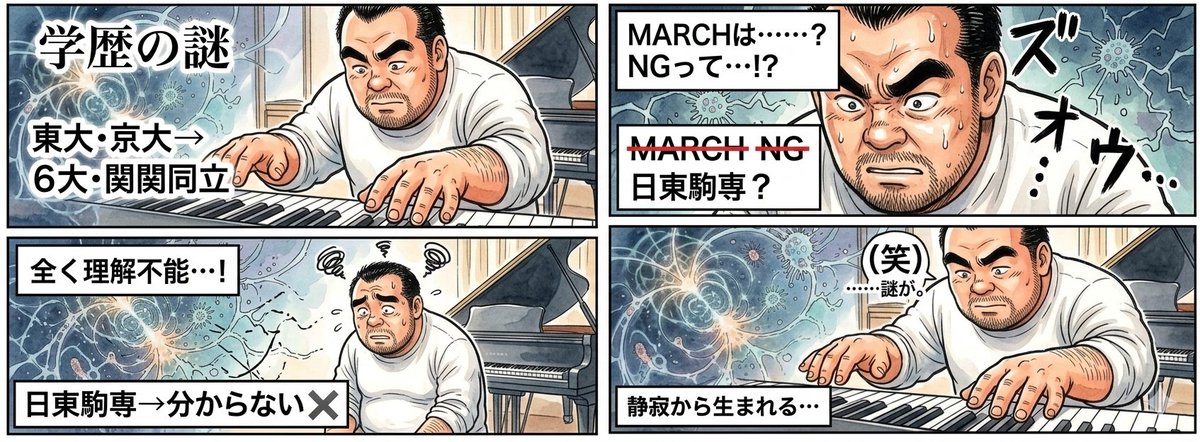 AI Image Generation Prompt for 4-Panel Manga: Academic Silence — example 1
