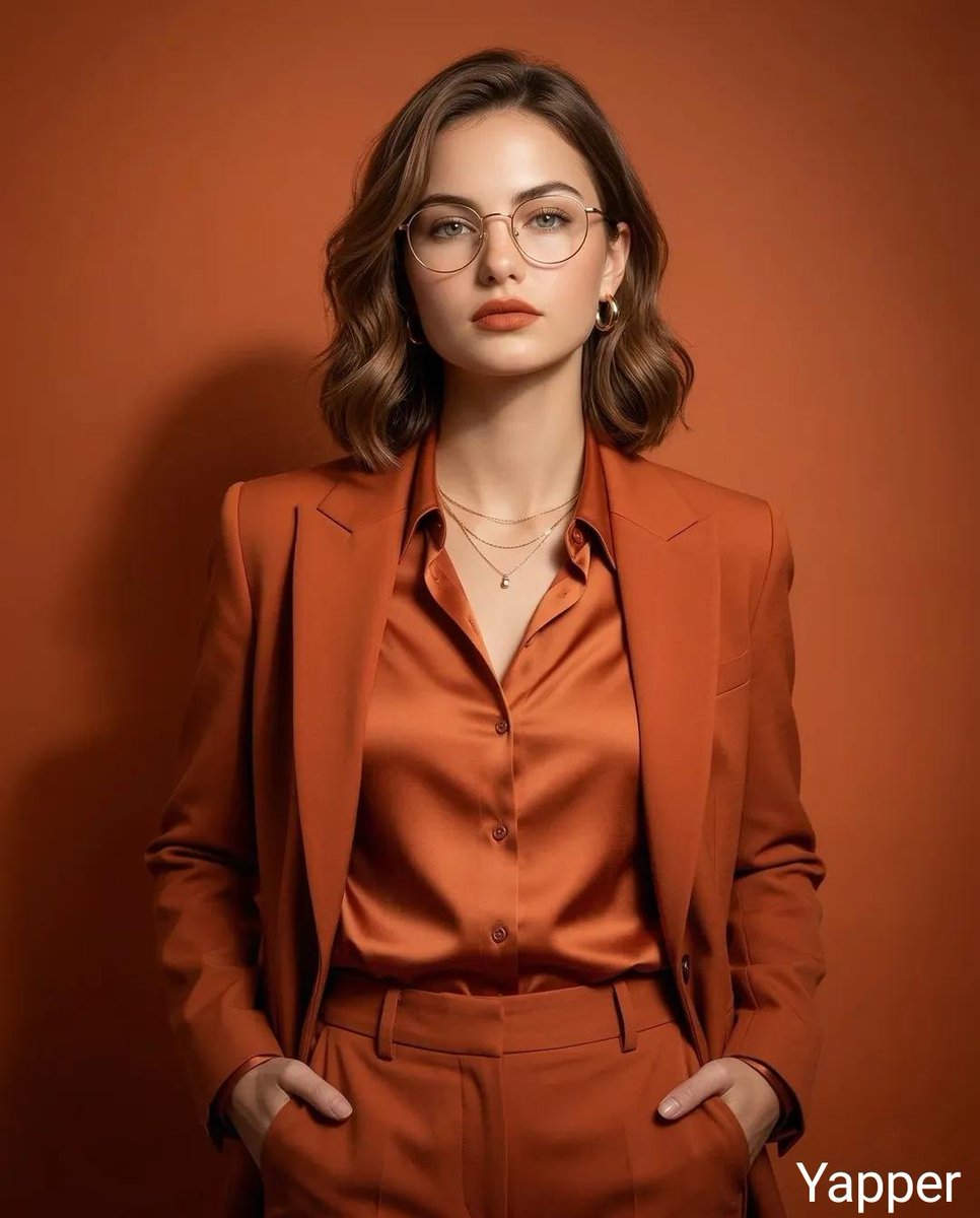 Monochromatic Burnt-Orange Fashion Portrait — example 1