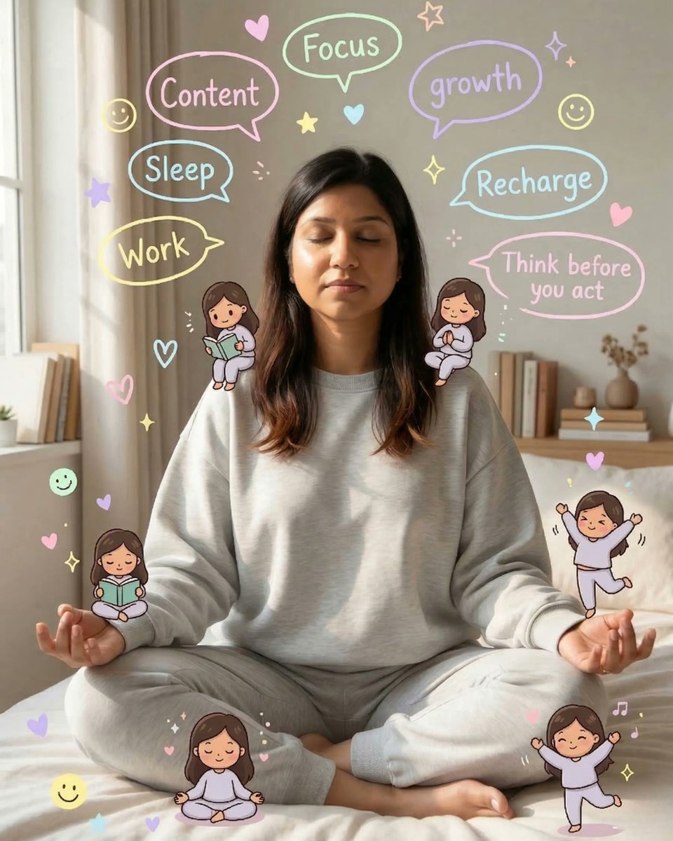 Cozy Meditation Scene with Chibi Doodles — example 1