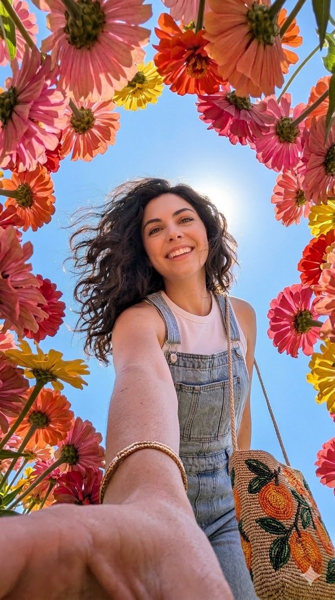 Smartphone Selfie with Flowers — example 1