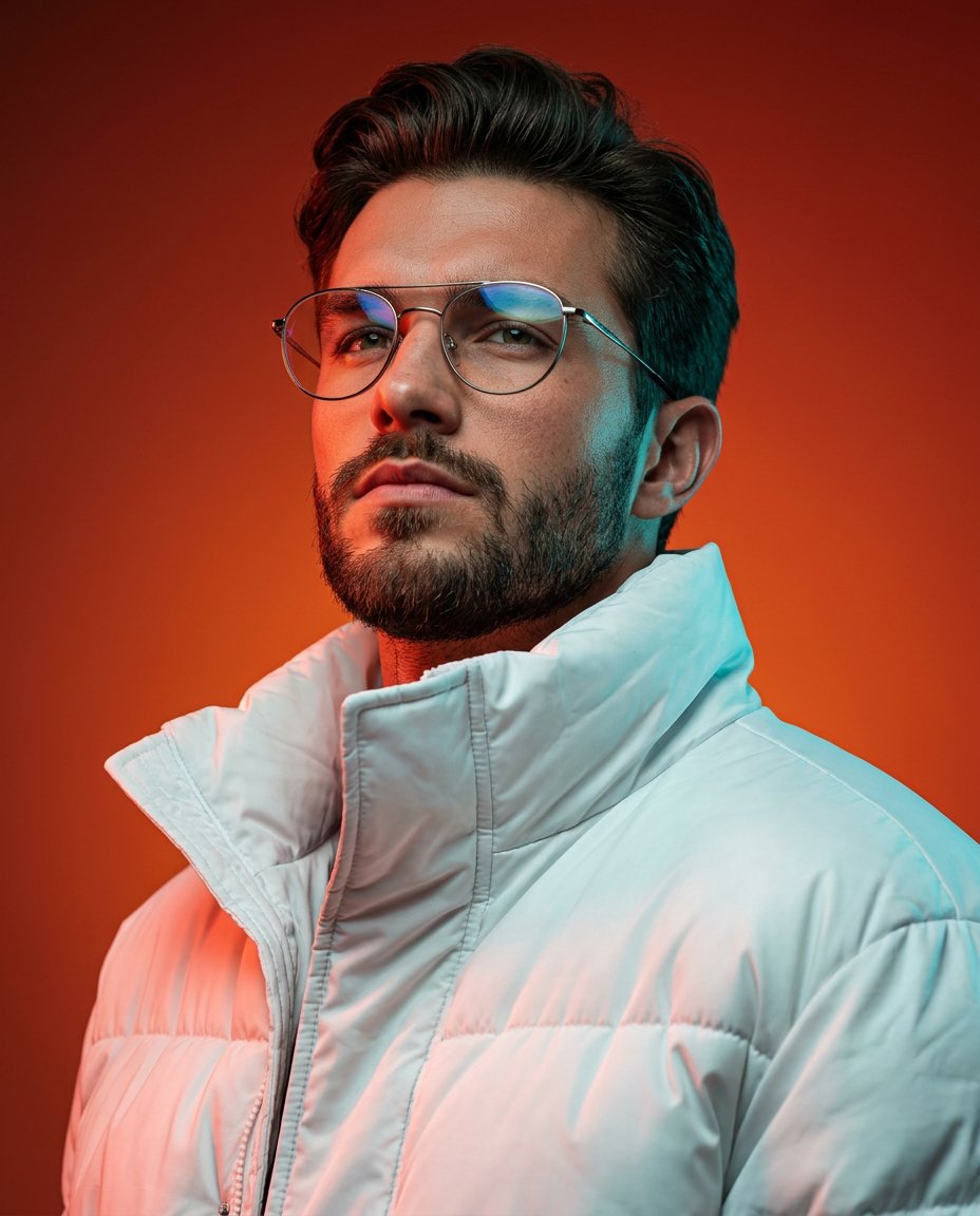Cinematic Portrait with Dual-Color Lighting