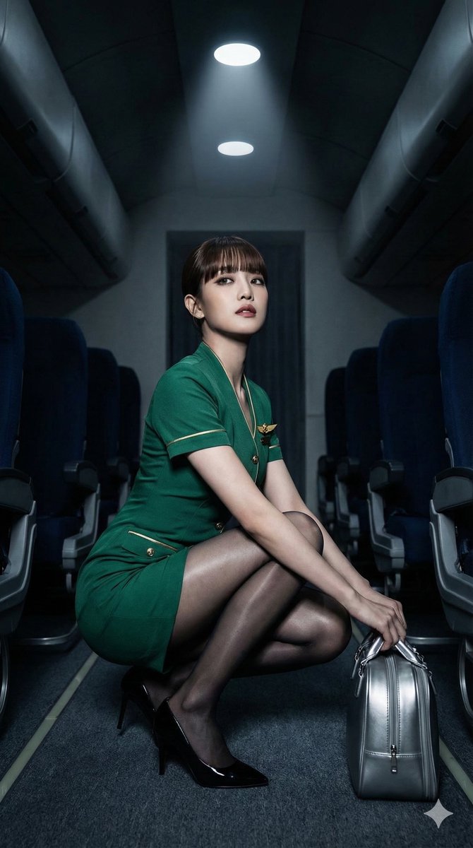 High-Contrast Noir Flight Attendant Prompt for Nano Banana Pro — example 2