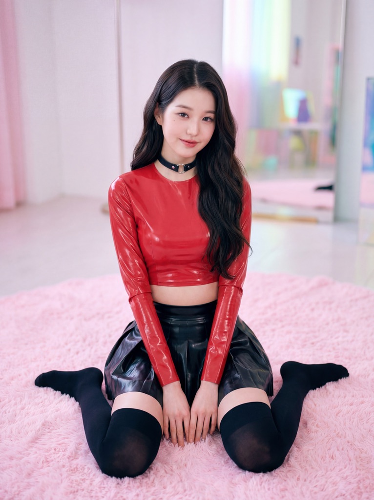 Wonyoung Latex Portrait on Pink Rug — example 1