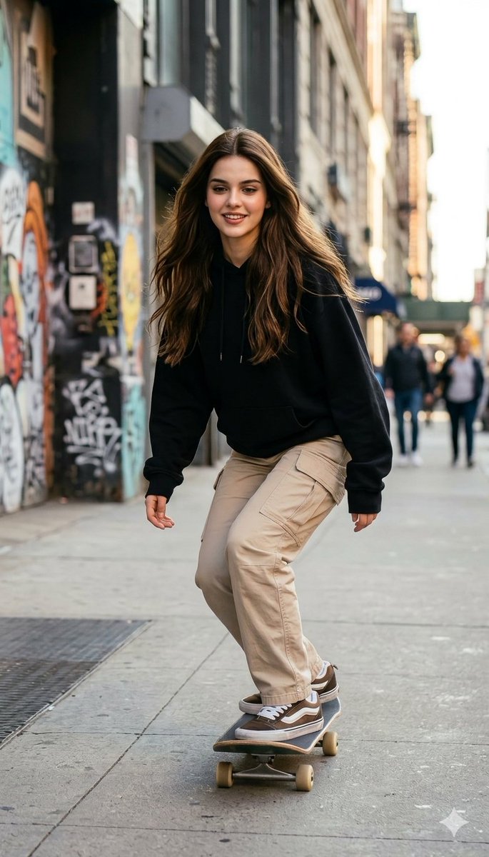 Photorealistic Skateboarder Street Photo
