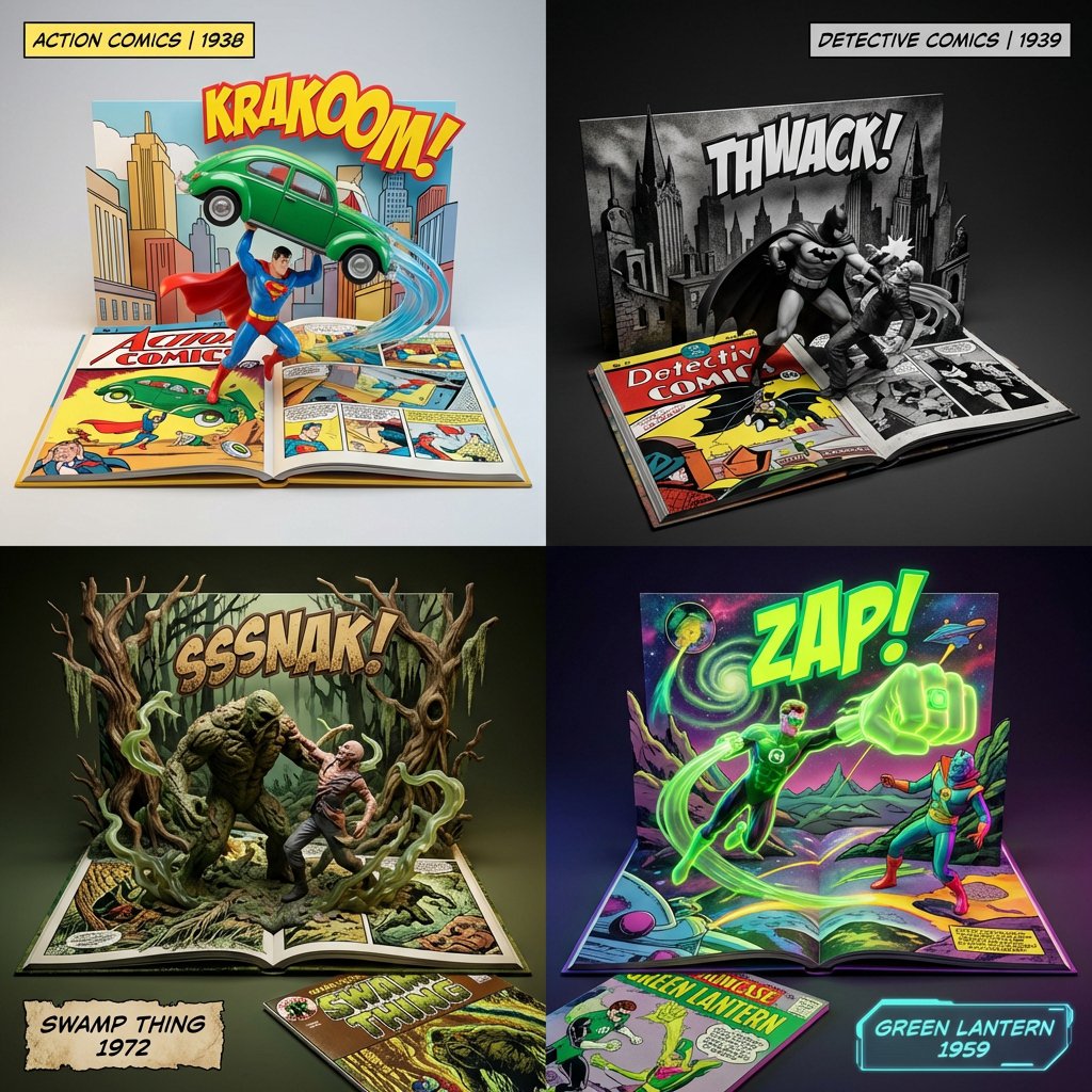 3D Diorama of Comic Book Covers and Toys — example 1