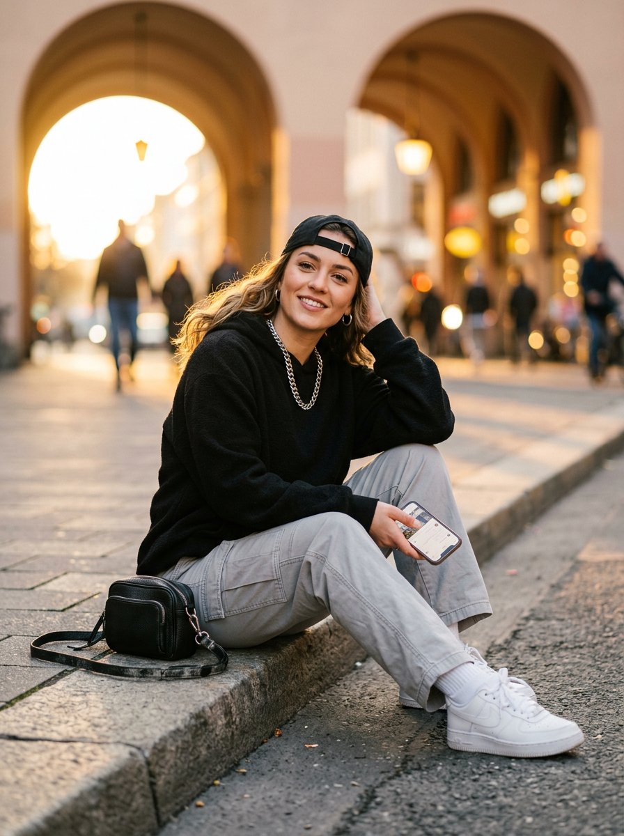 Bright Morning Street Fashion Portrait — example 1