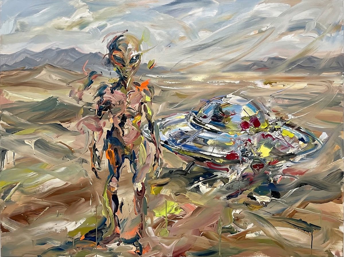 Surreal Alien Figure in Cecily Brown Style — example 1