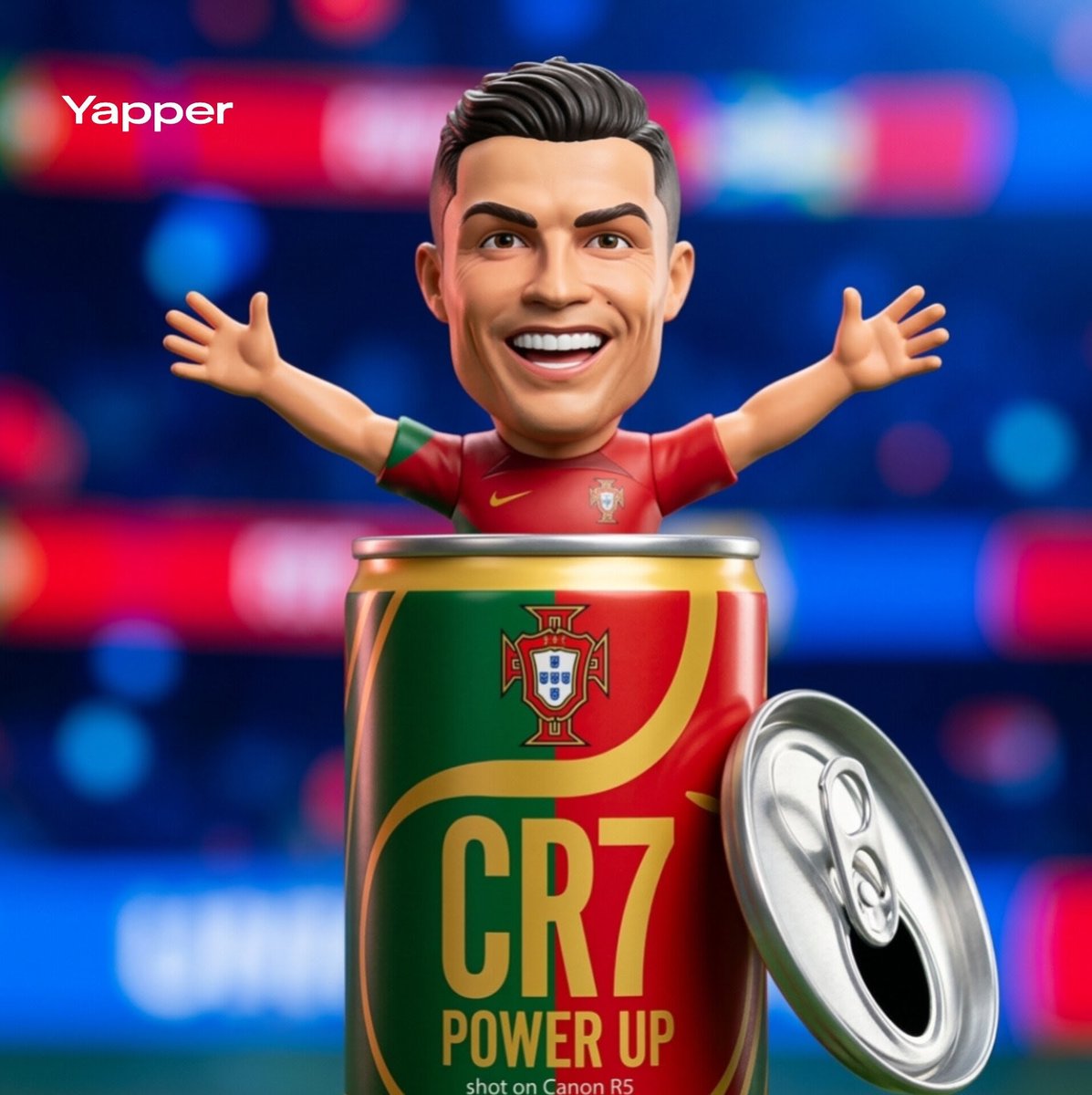 Stylized Football Figurine Popping Out of Energy Drink Can — example 2