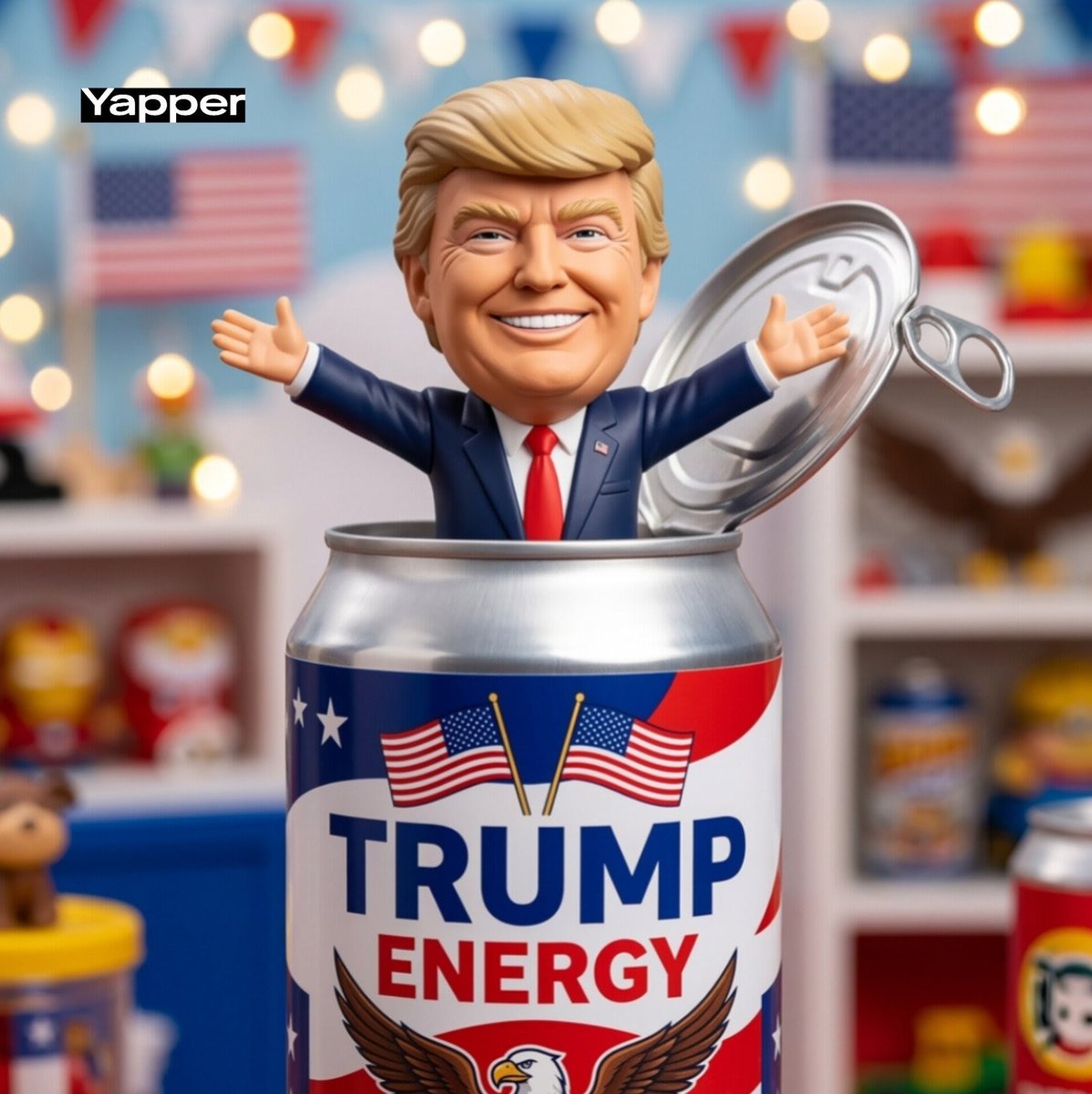 Stylized Football Figurine Popping Out of Energy Drink Can — example 3