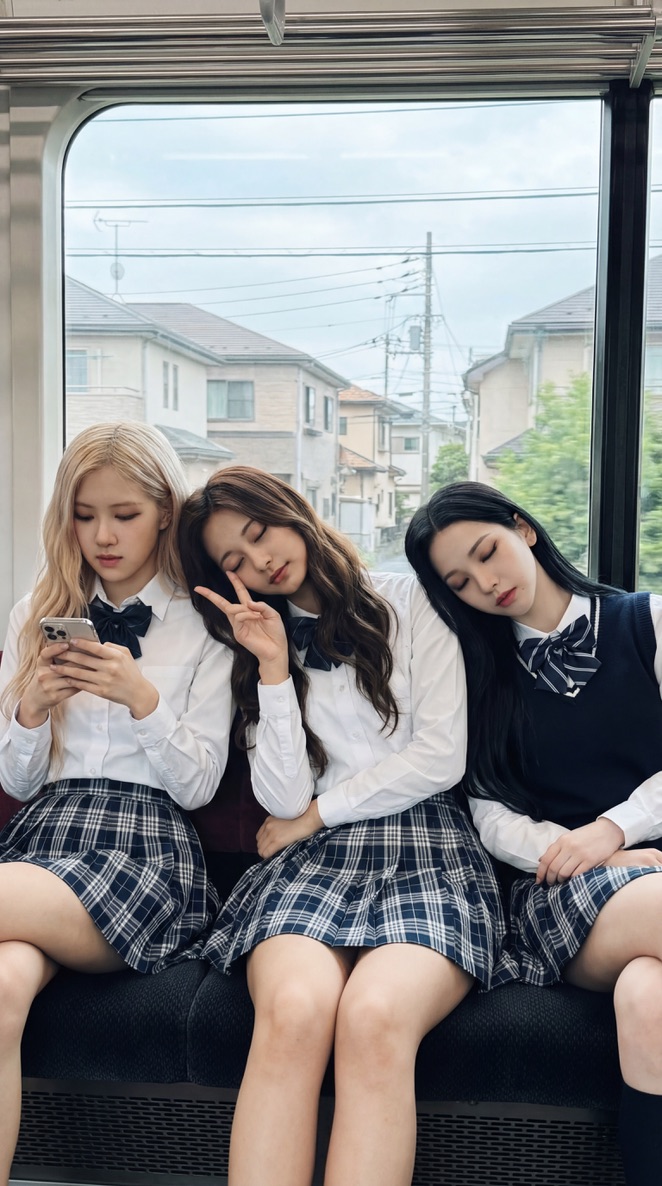 K-pop Idols Sleeping on a Train JSON Prompt — example 1