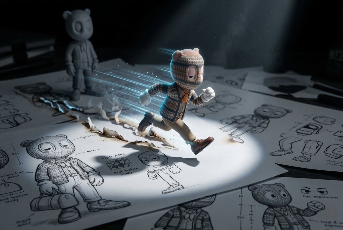 Cinematic Macro Toy Photography of a Sprinting Character — example 1