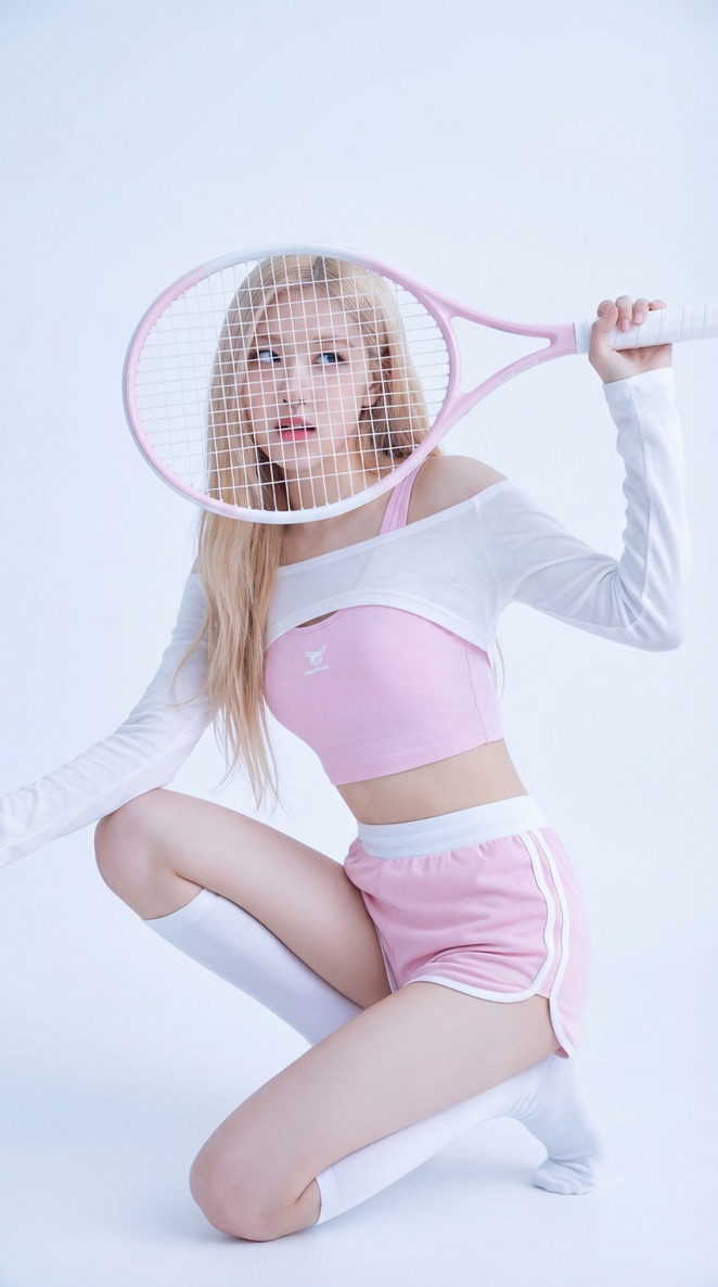 Rosé Tennis Portrait in Pastel Pink