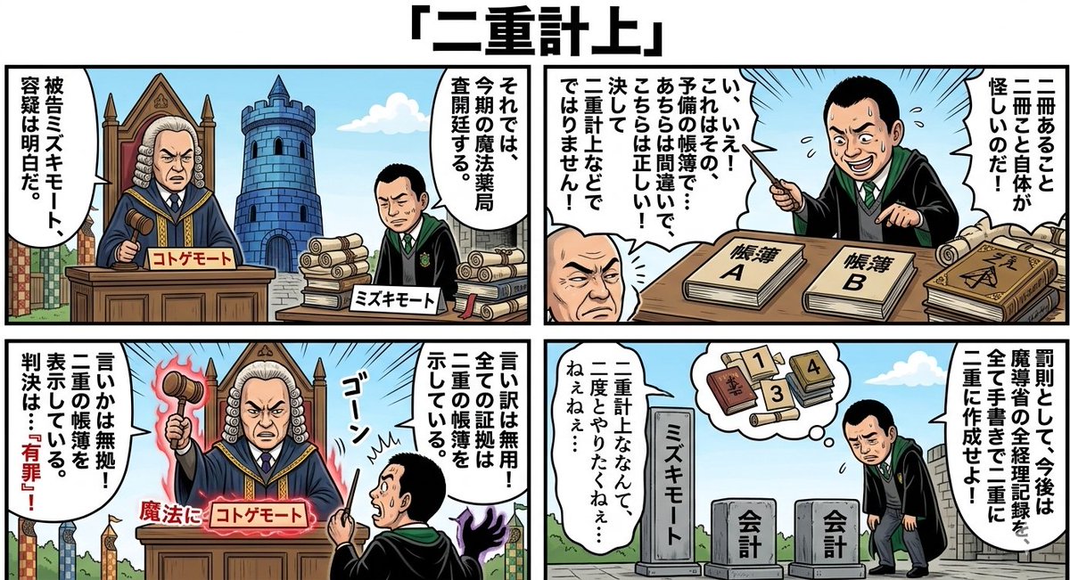 Four-Panel Manga: Double Accounting — example 1