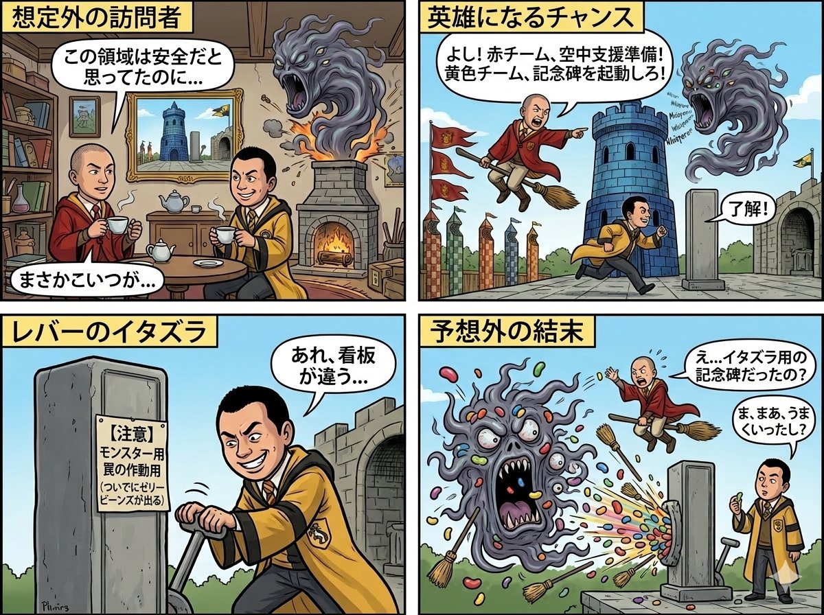 Four-Panel Manga: Judgment of the Ministry of Magic — example 1