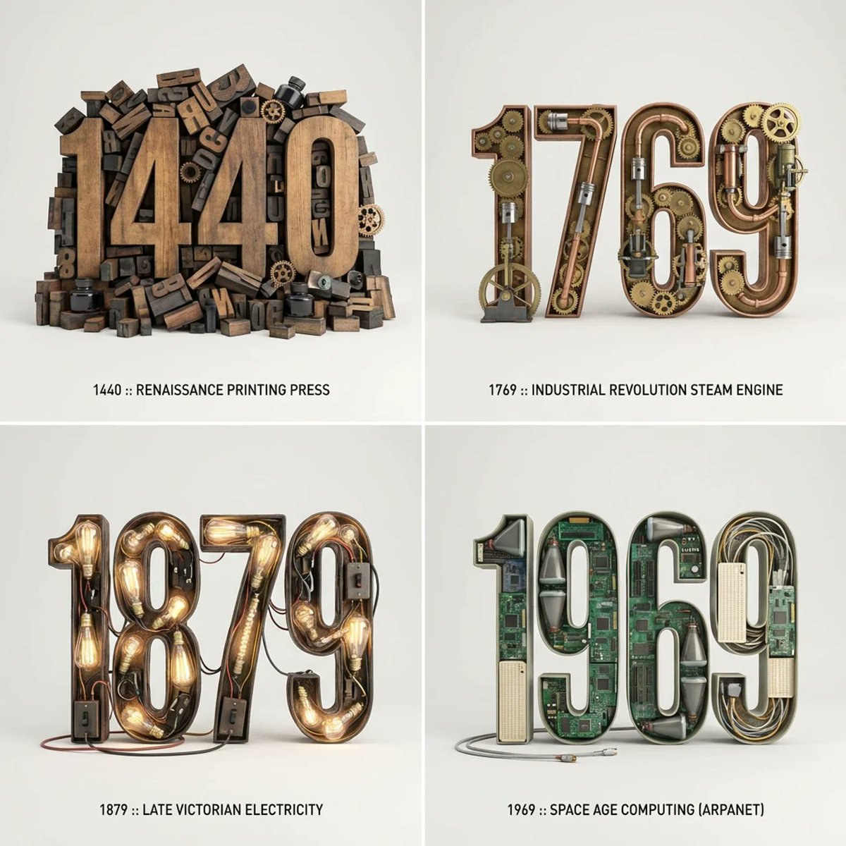 Typographic Sculpture of Historical Inventions — example 1