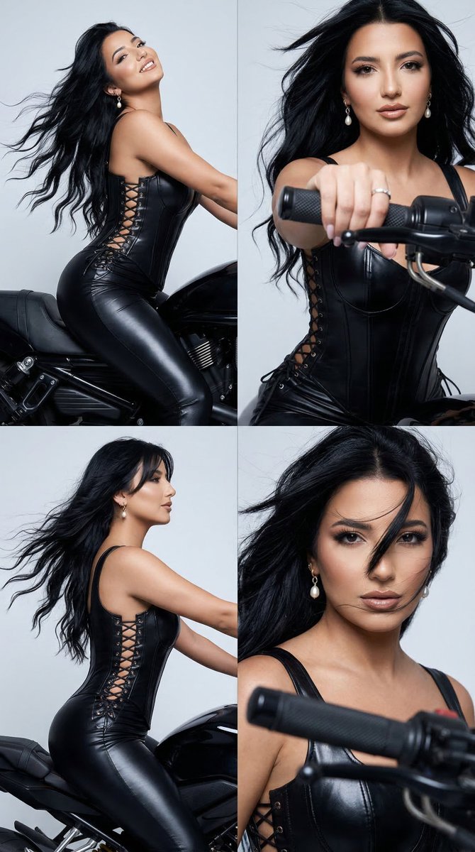 Luxury Editorial Motorcycle Femme Fatale Grid — example 1