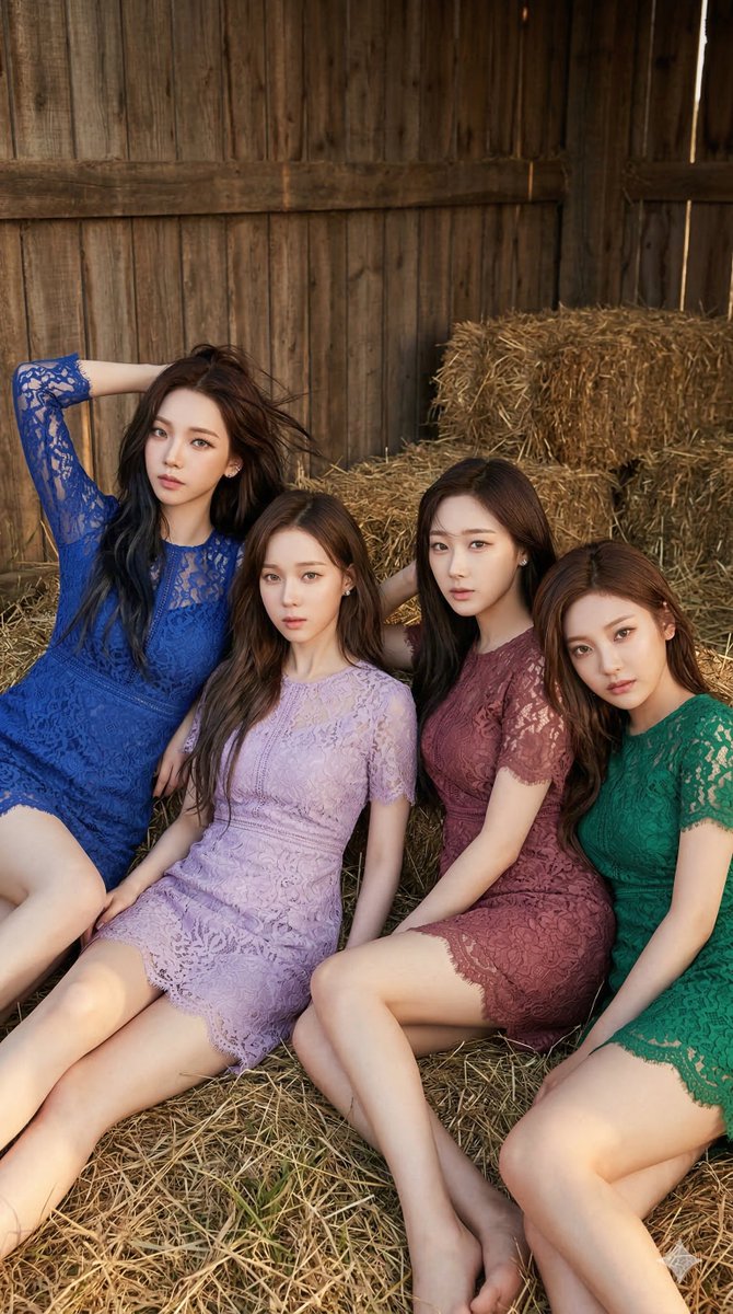 aespa in Lace Minidresses at a Rustic Barn — example 1