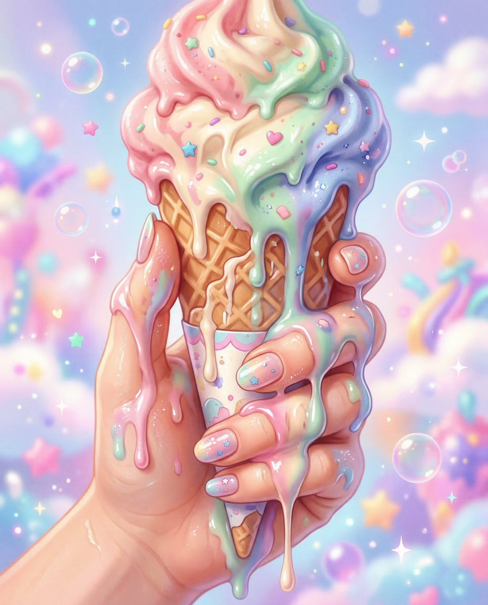 Kawaii Pop Surreal Ice Cream Hand — example 1