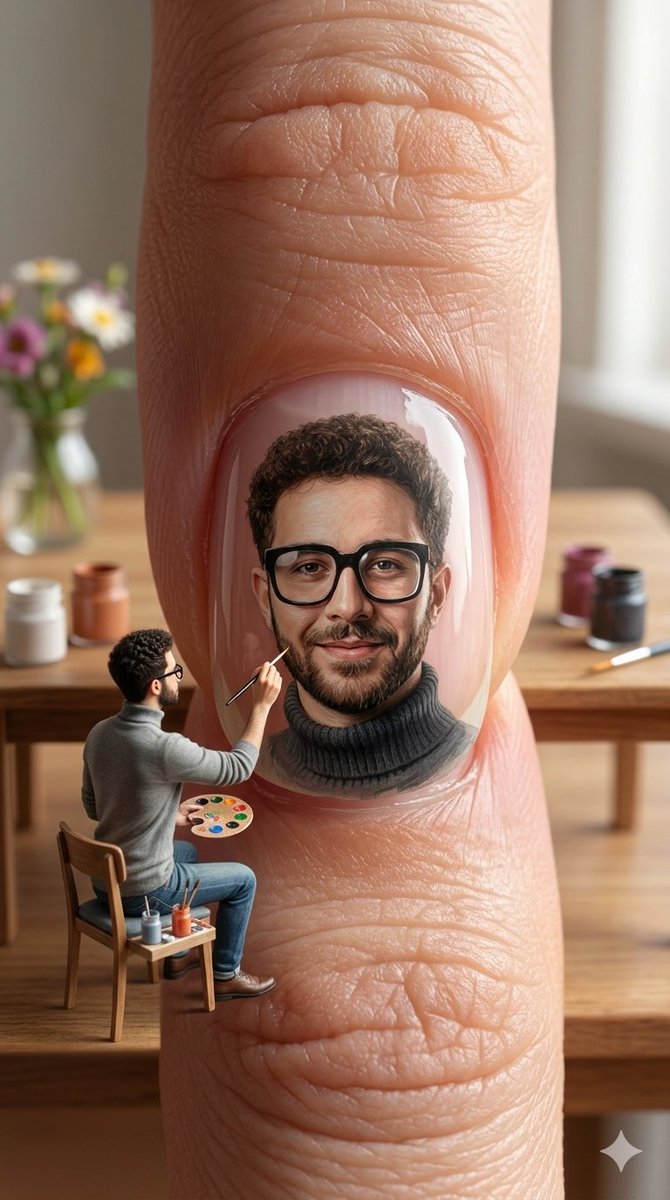 Miniature Artist on Giant Fingernail — example 2