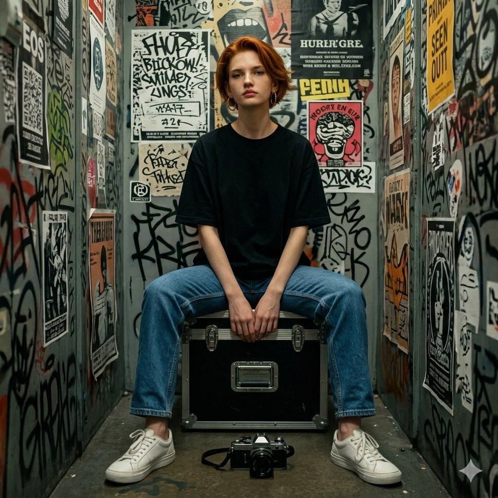 Hyper-realistic Portrait in Graffiti Room — example 1