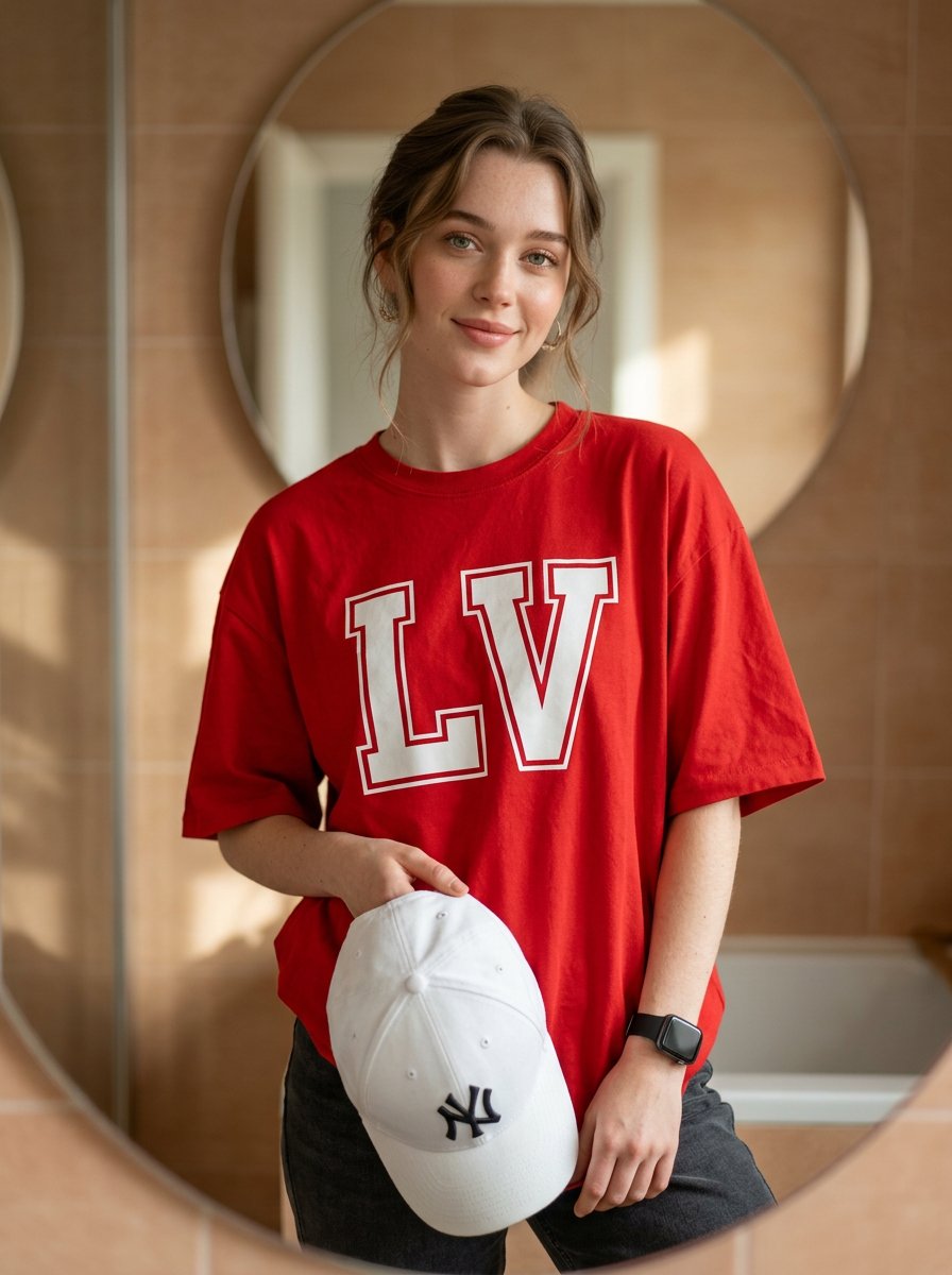 Fashion Editorial Portrait in Modern Bathroom — example 2