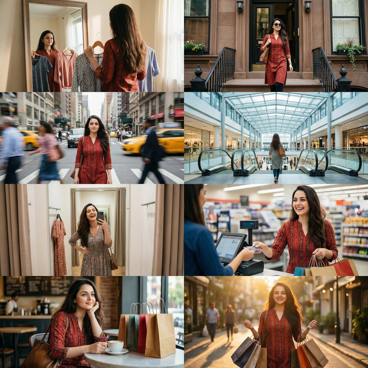 8-Photo Cinematic Shopping Day Collage — example 1