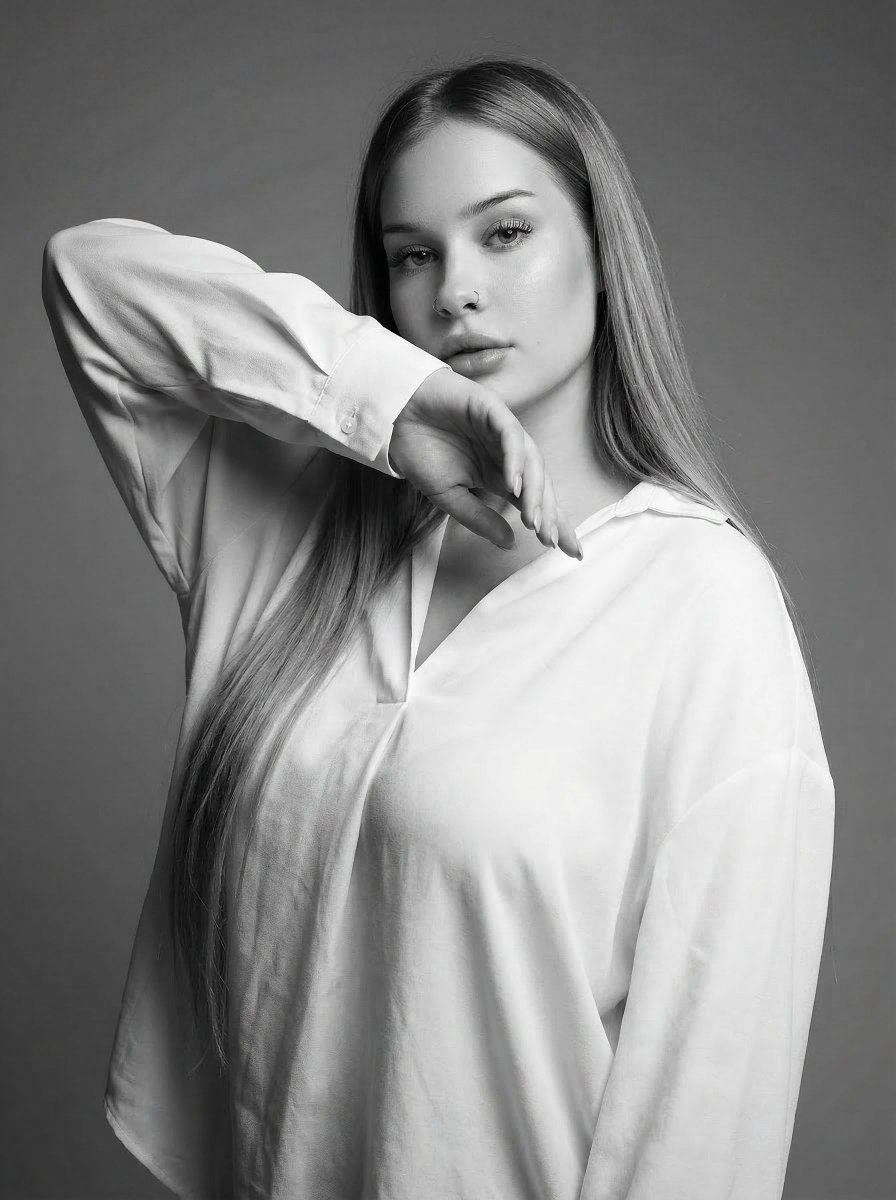 High-Fashion Monochrome Studio Portrait