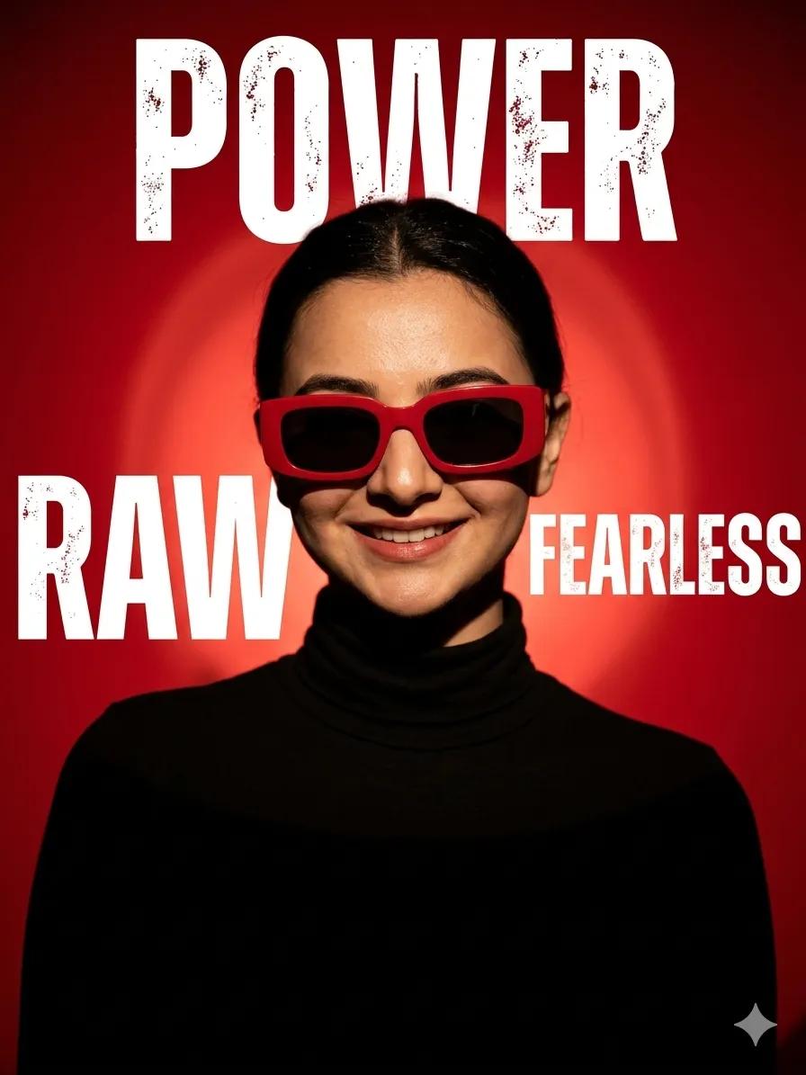 Ultra-Realistic Fashion Portrait with Bold Typography — example 1