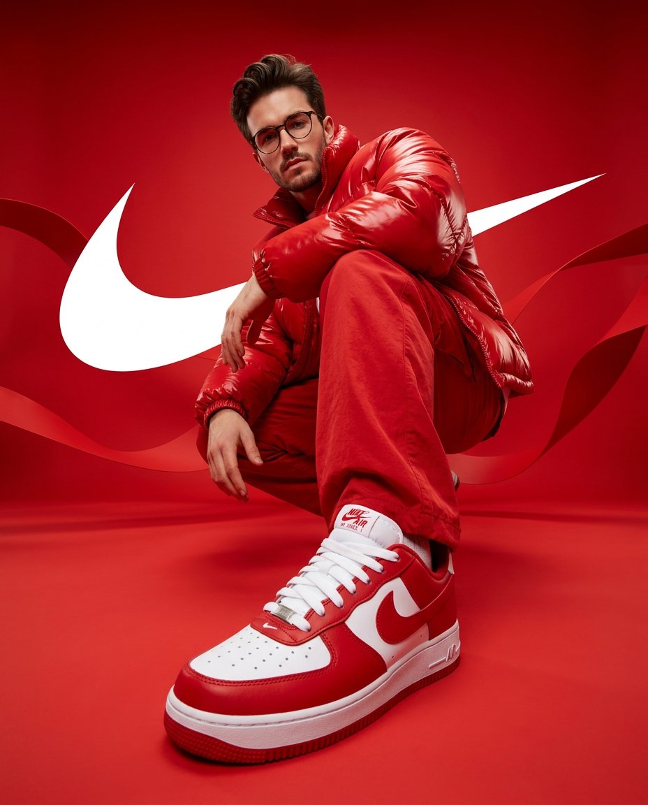 Streetwear Portrait in Red Puffer Jacket
