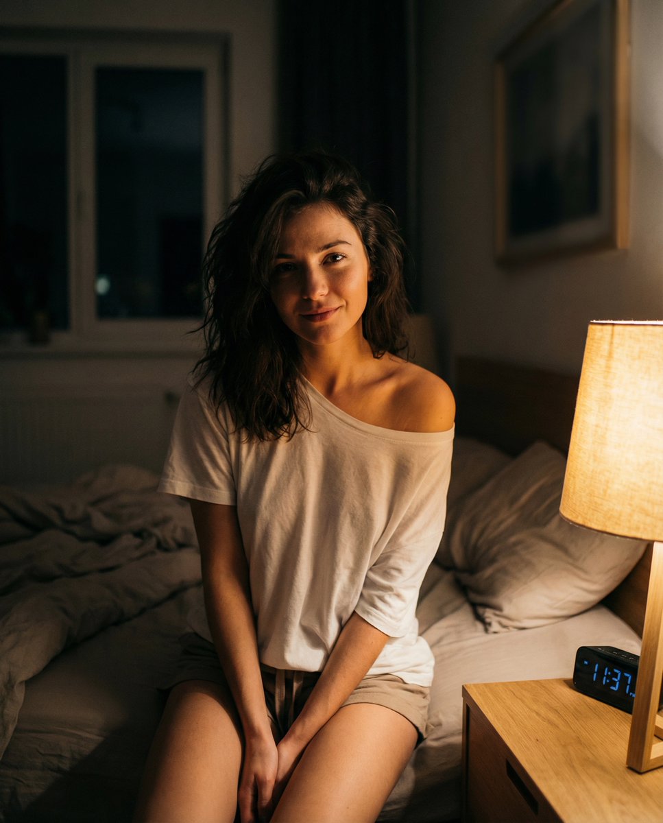 Intimate Nighttime Bedroom Portrait (iPhone Style) — example 2
