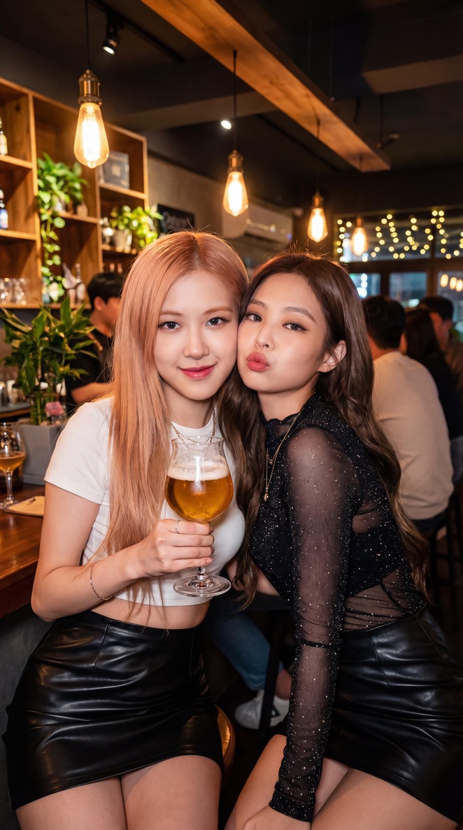 K-pop Idols Selfie in a Pub — example 1