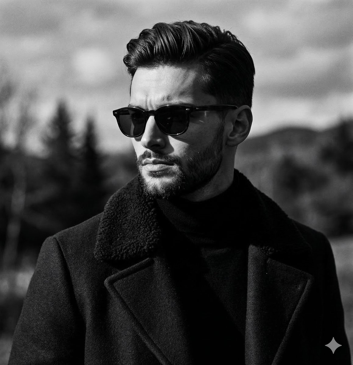 High-Contrast Black and White Editorial Portrait Prompt for Nano Banana 2 — example 1