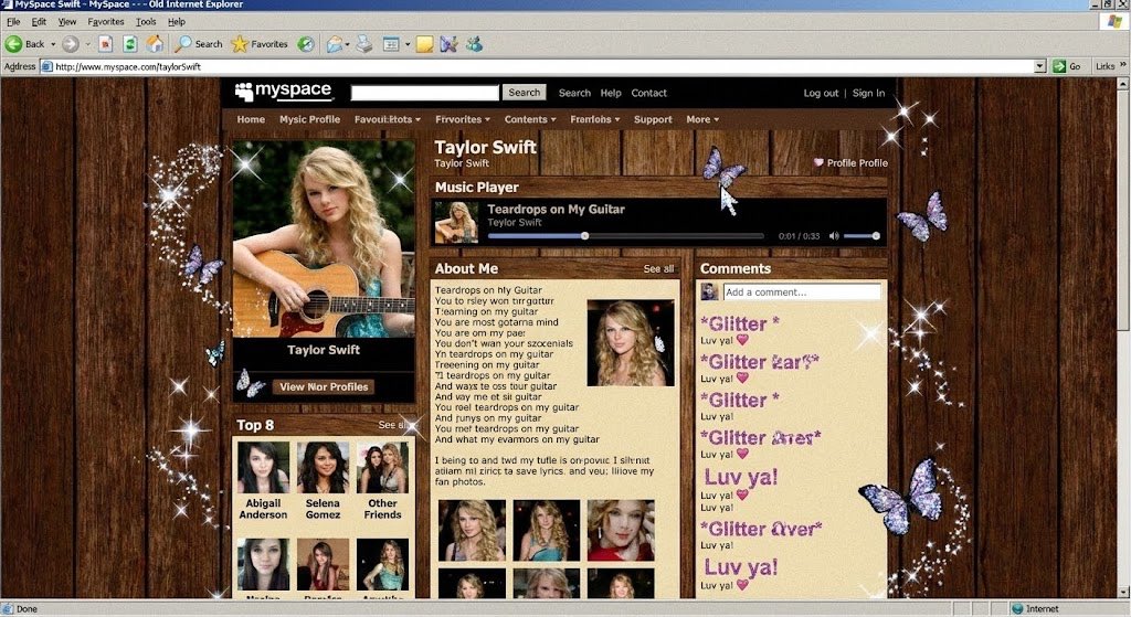 Authentic vintage MySpace page for a person — example 2