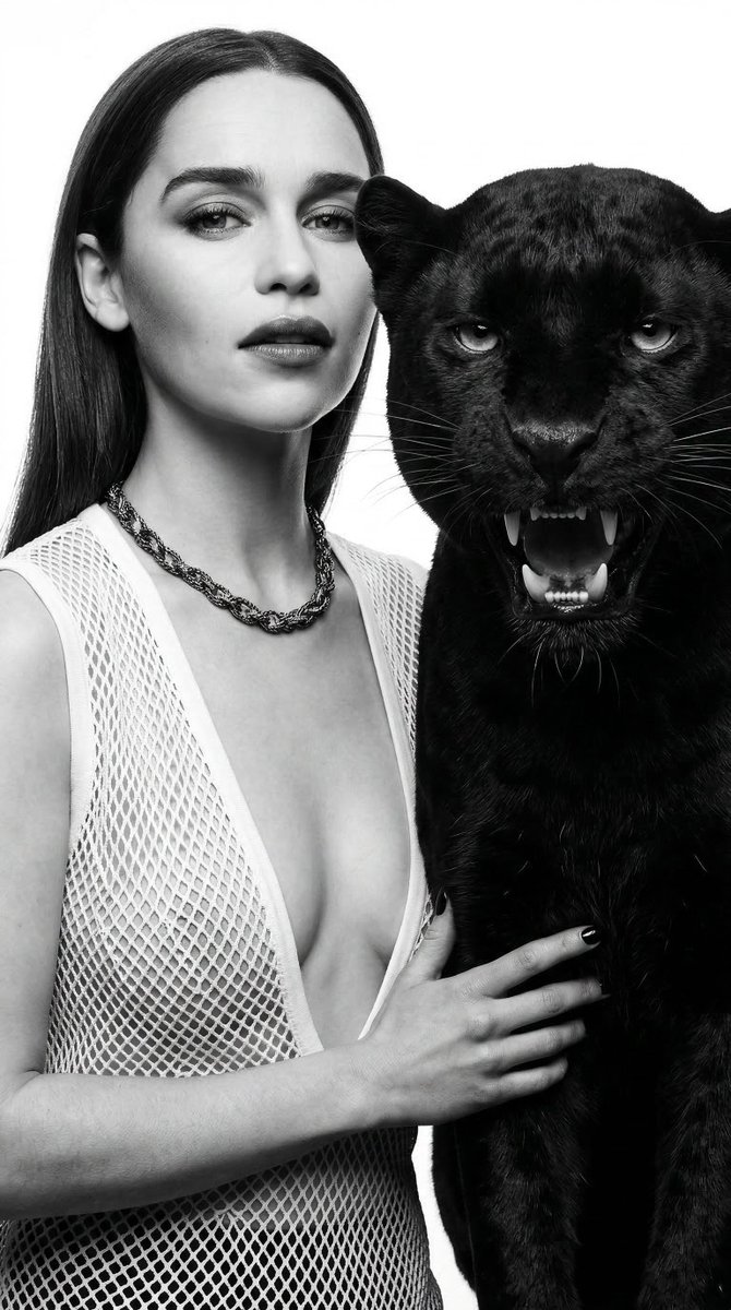 Black and White Panther and Woman Editorial Portrait — example 1