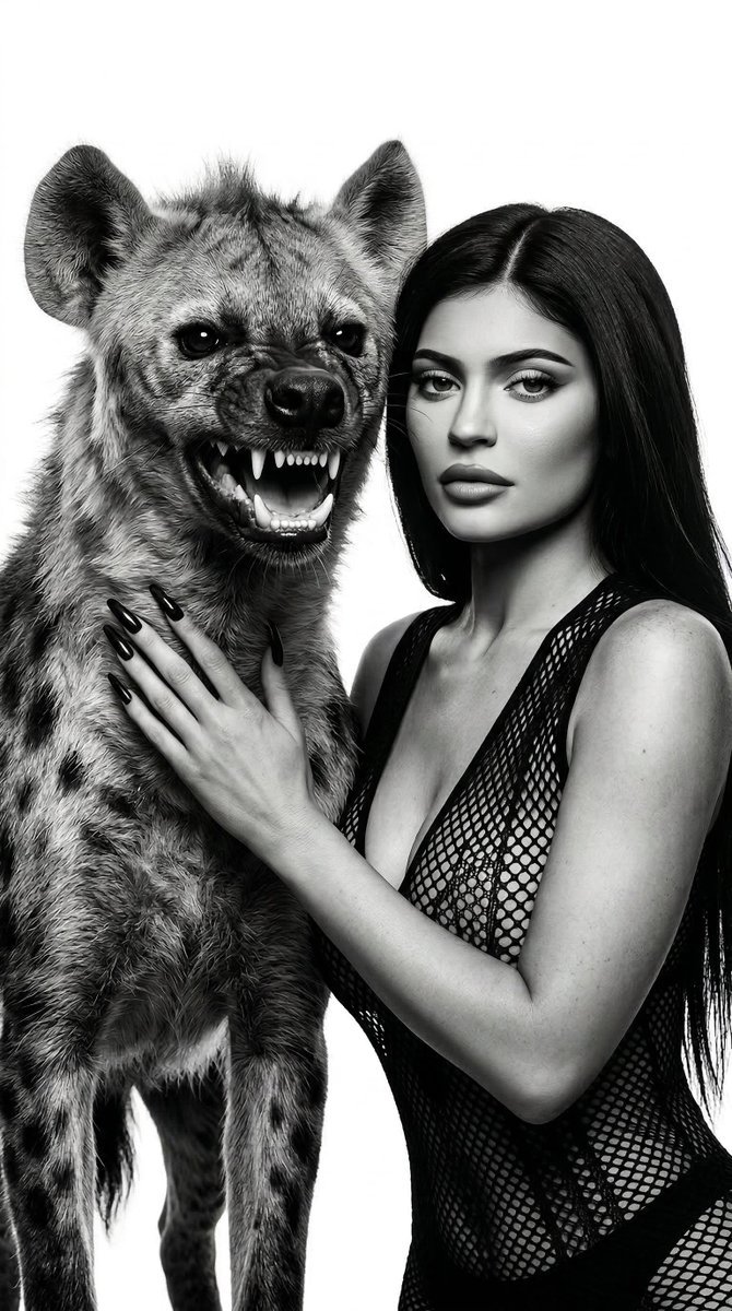 Black and White Panther and Woman Editorial Portrait — example 3