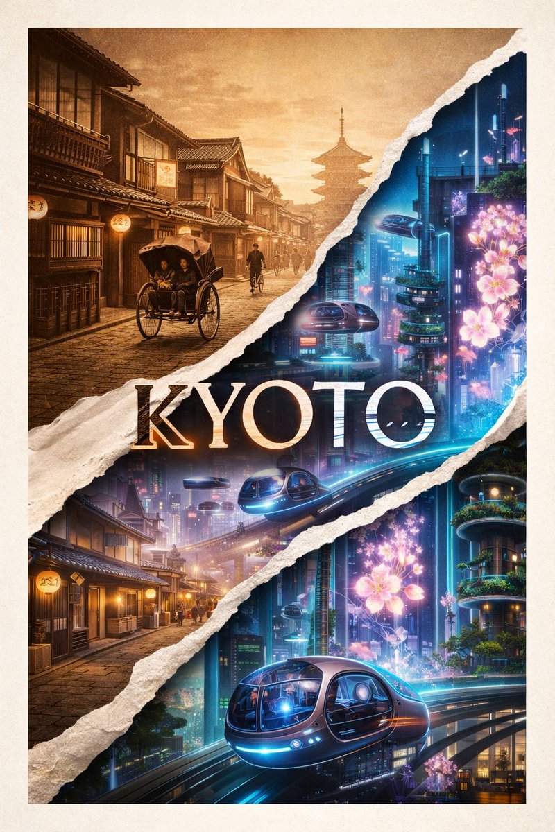 Torn Poster of Contrasting Kyoto Eras — example 2