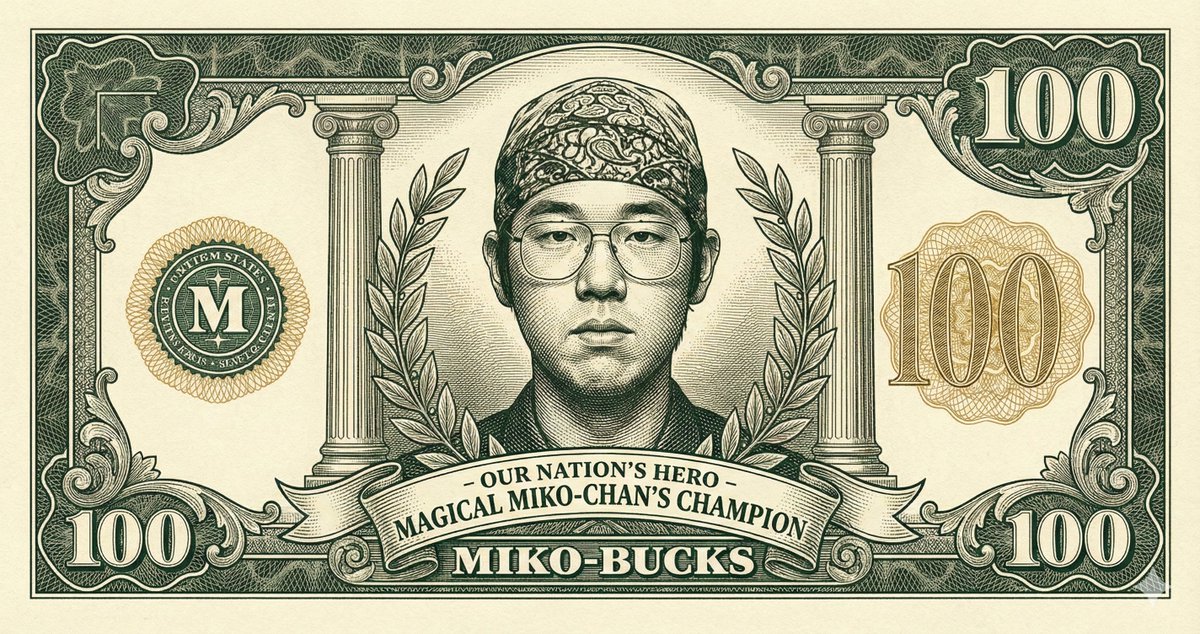 Classic Anime Nerd Otaku in the Style of Currency — example 1