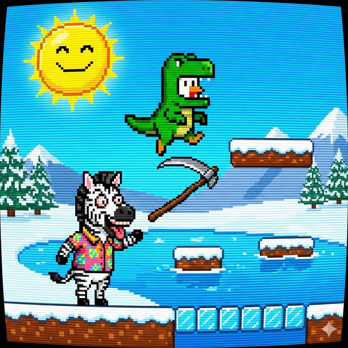 Nano Banana Pro Prompt: 8-bit Chicken in T-Rex Costume — example 1