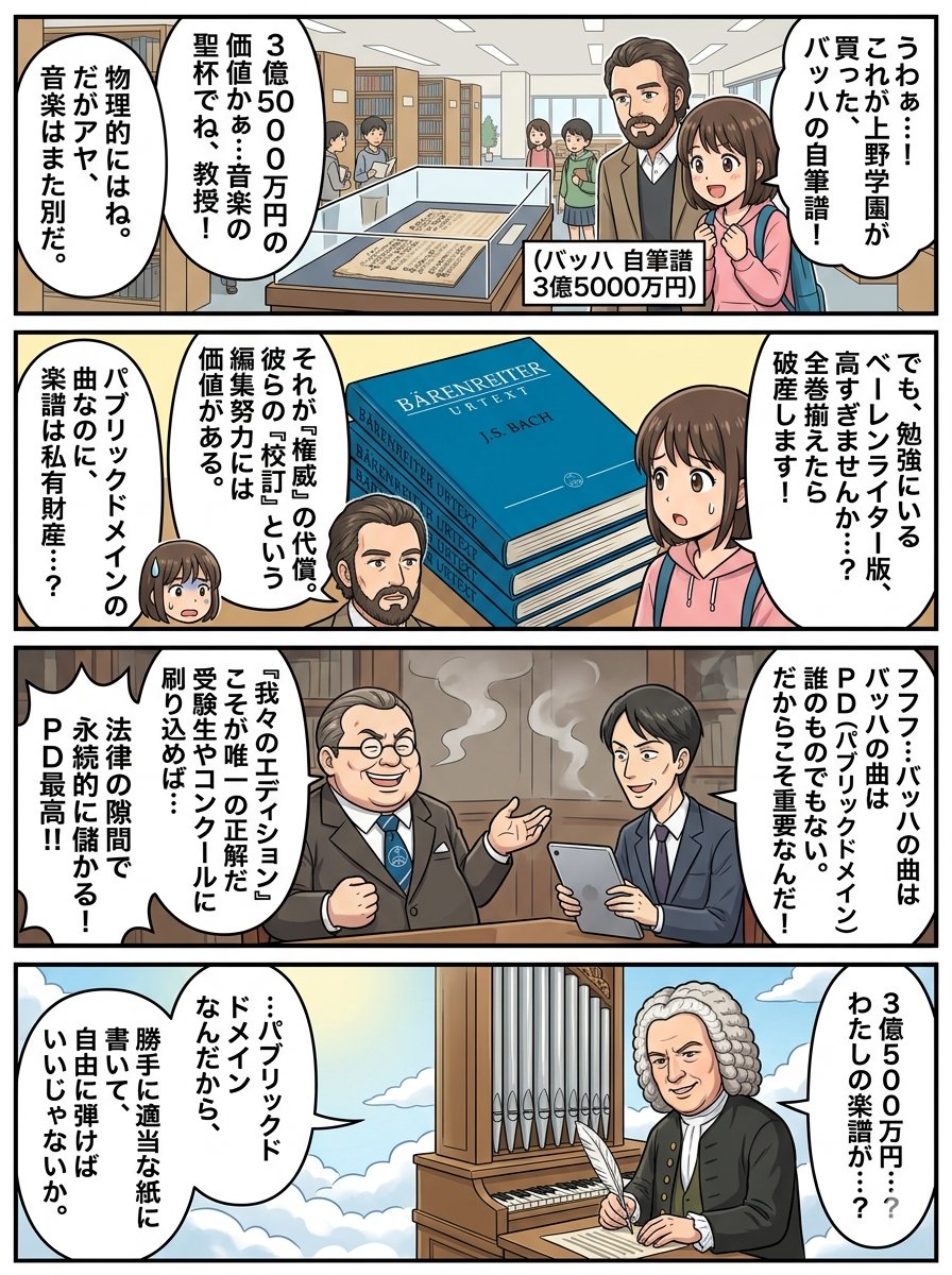 Nano Banana Pro 4-Panel Comic Prompt: Bach in Heaven — example 1