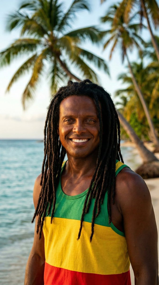 Photorealistic Cinematic Portrait of Luis Miguel as a Jamaican Reggae Musician — example 1