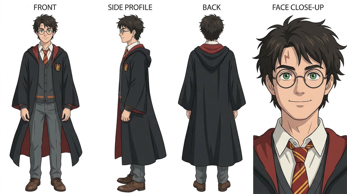 Ghibli-Inspired Character Turnaround — example 1