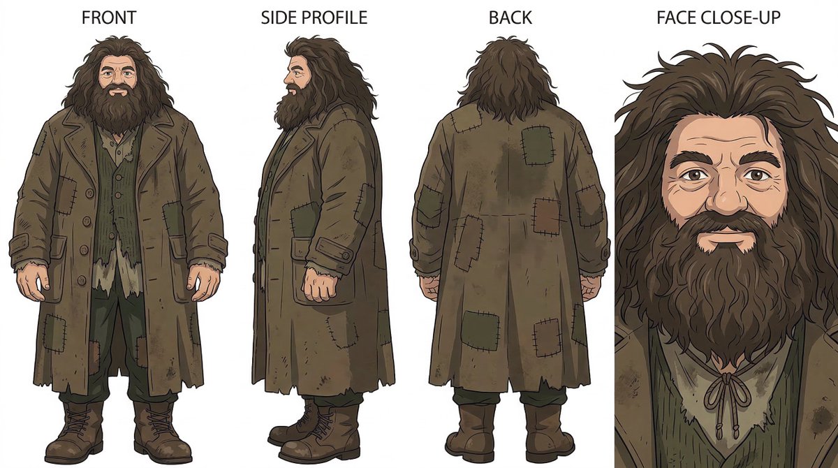 Ghibli-Inspired Character Turnaround — example 2