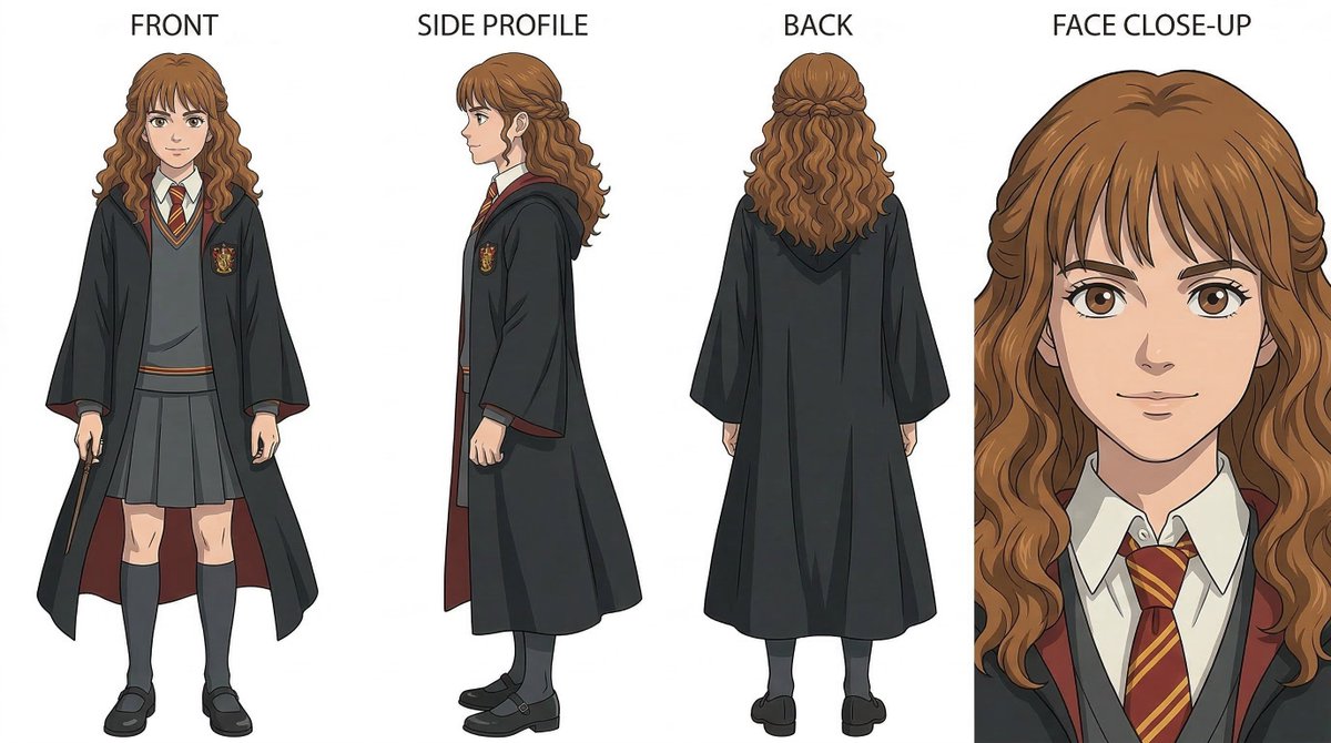 Ghibli-Inspired Character Turnaround — example 3