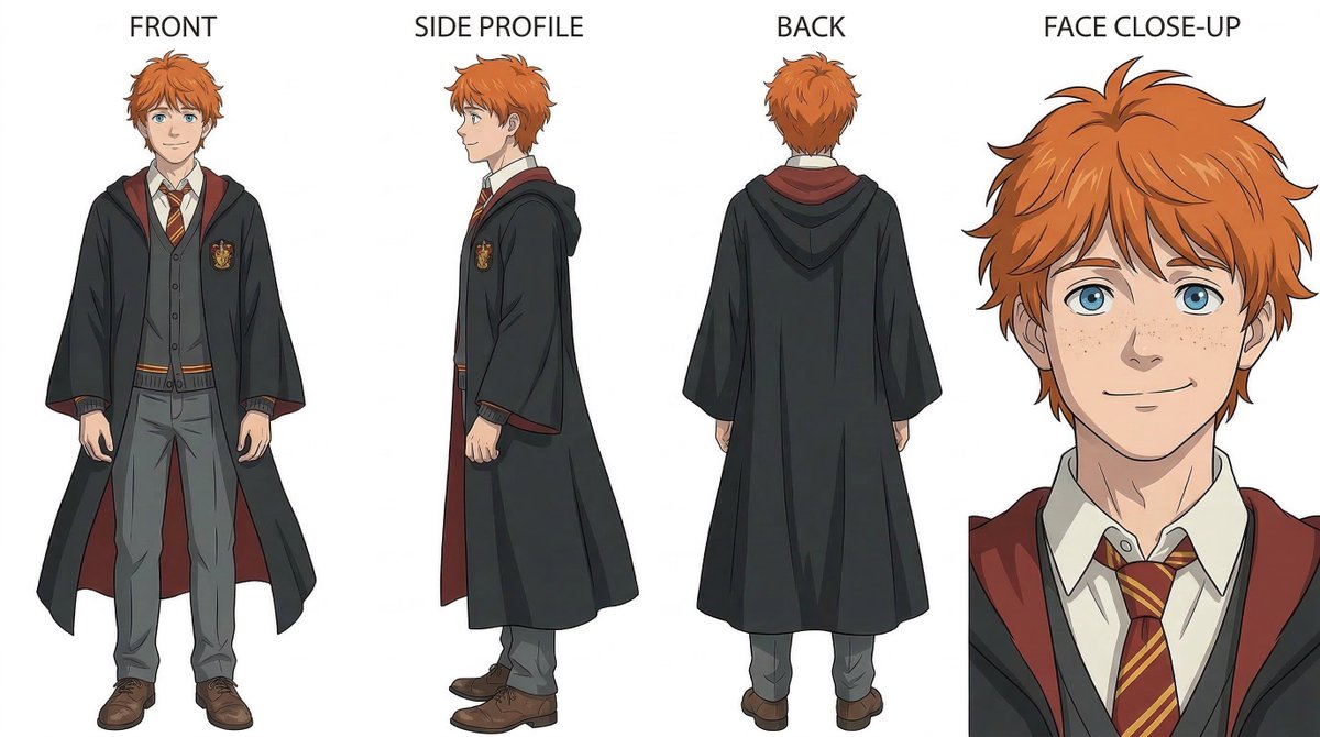 Ghibli-Inspired Character Turnaround — example 4