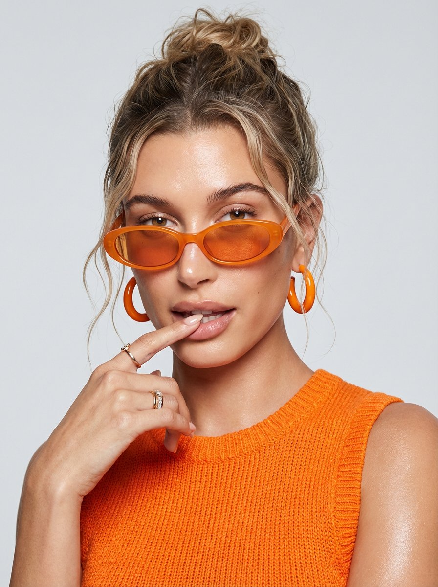 JSON Prompt for High-Fashion Orange Portrait with Reference Image — example 3