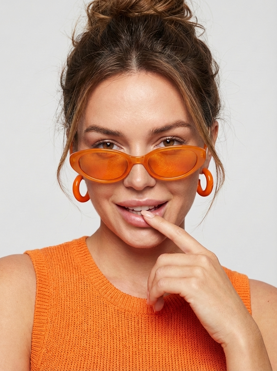 JSON Prompt for High-Fashion Orange Portrait with Reference Image — example 4