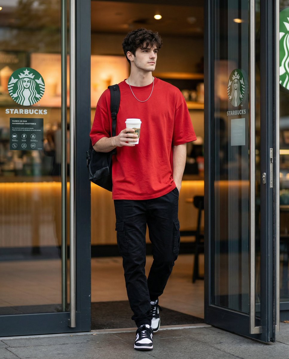 Cinematic Editorial of a Young Man Leaving a Café — example 1