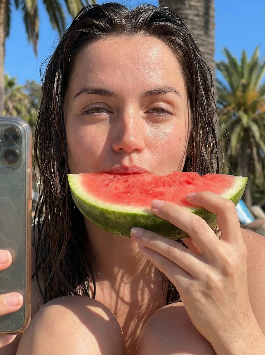 Ana de Armas Summer Watermelon Selfie — example 1